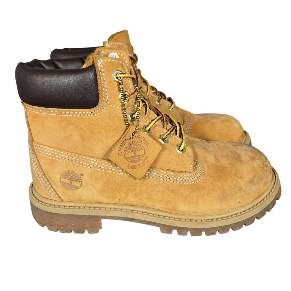 Timberland Boots Youth 3M 6 Inch Premium Waterproof Wheat Nubuck Lace Up Hiking